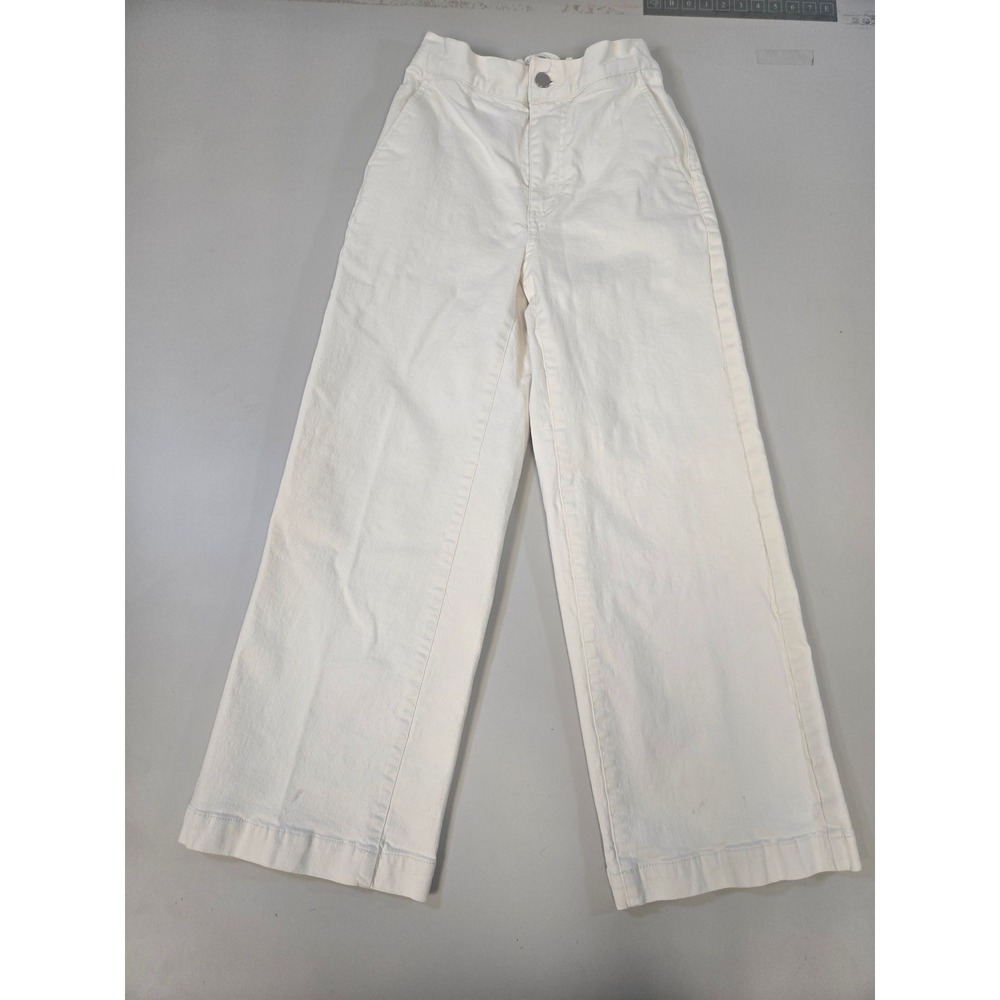 Oak + Fort Womens Wide Leg Elastic Back Denim Pants Off White XS PT-6581-W